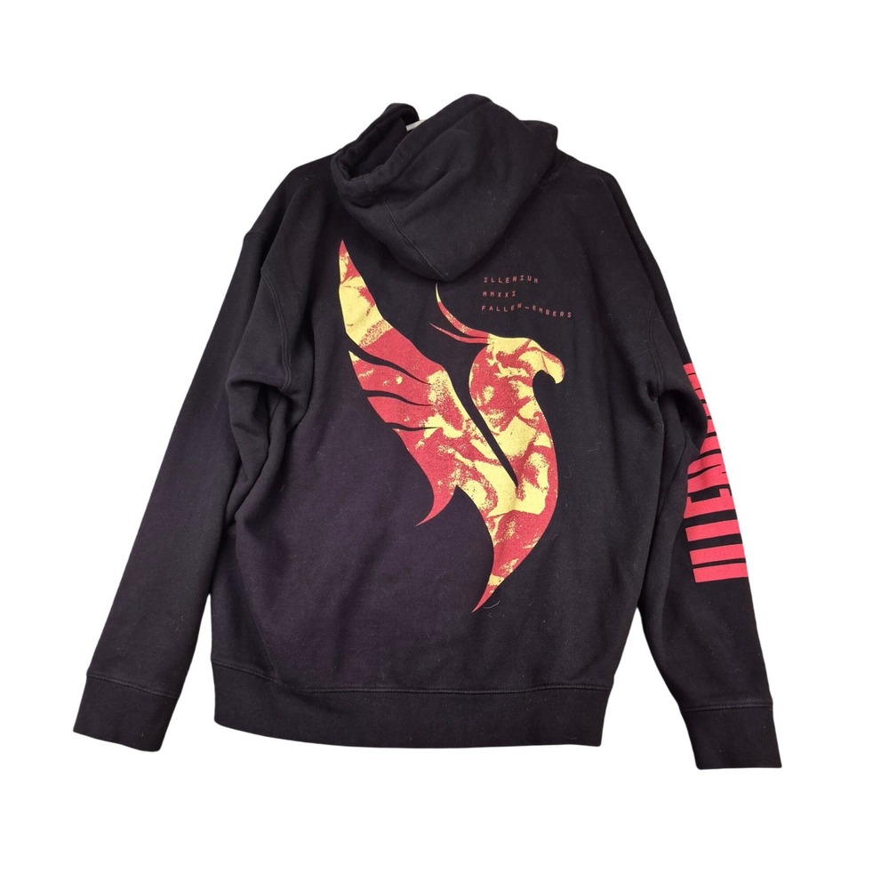 Illenium Fallen‎ Embers Hoodie Mens Large Black EDM Phoenix Graphic Sweatshirt